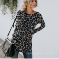 2020 new spring and autumn amazon hot selling sexy leopard print crossed backless long sleeve shirt casual top